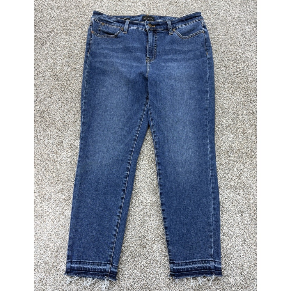 Talbots Slim Ankle Jeans Women's 10P Blue Stretch Released Hem Coastal Casual